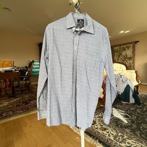 Stafford Blue checkered Long sleeve button up shirt